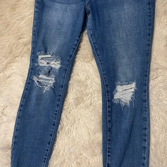 Wax Ripped Blue Skinny Jeans - Picture 4 of 7